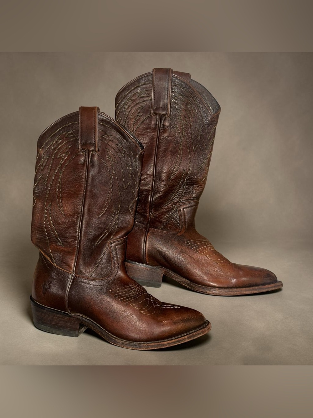 Frye Women’s Classic Brown Leather Cowboy Boots